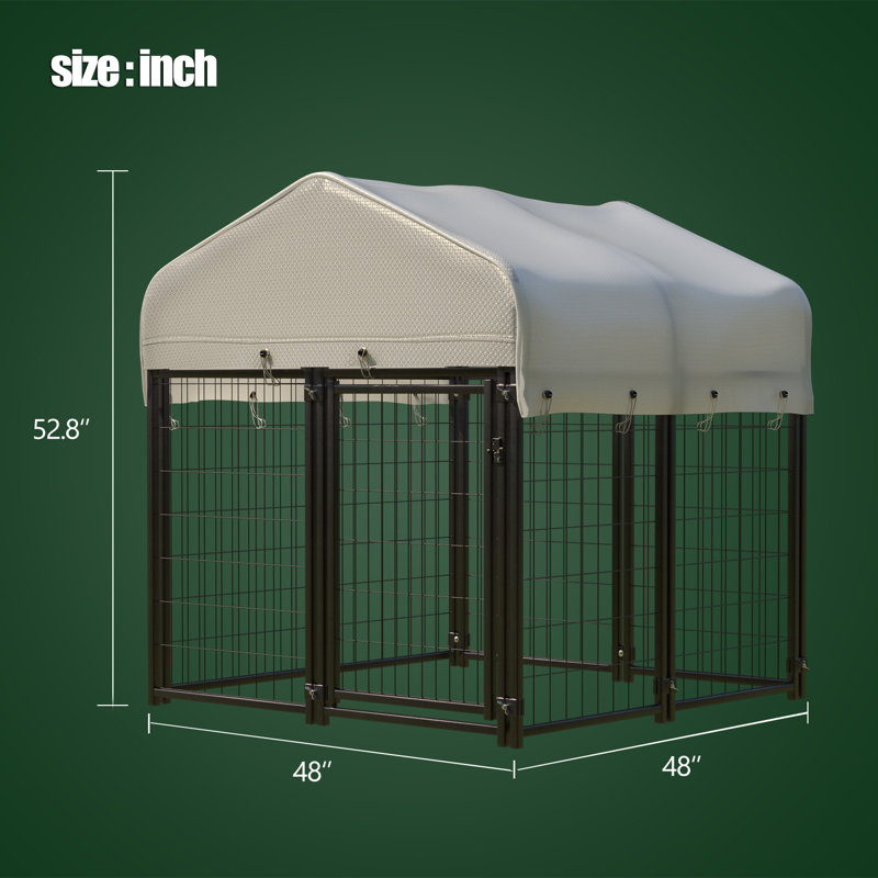 Heavy Duty Large Outdoor Dog Pen Playpen Yard Pet Kennel House Enclosure with Waterproof Roof Cover Large 52.8 H x 48 W x 48 D